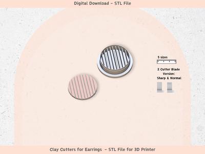 Polymer Clay Cutter STL Set – 5 Sizes, 2 Blade Types | Modern Minimalist Polymer Clay Earring Cutter