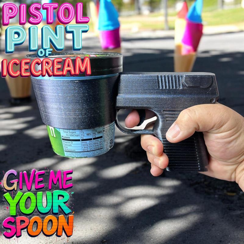 The Pistol Pint Ice Cream Caddy, for pint of ben and jerrys