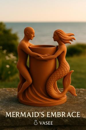 Mermaid-shaped vase art organizer for ocean soul