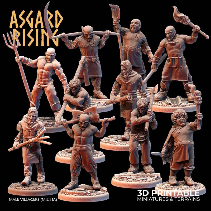 Male Villagers (Militia) /EasyToPrint/ /Pre-supported/