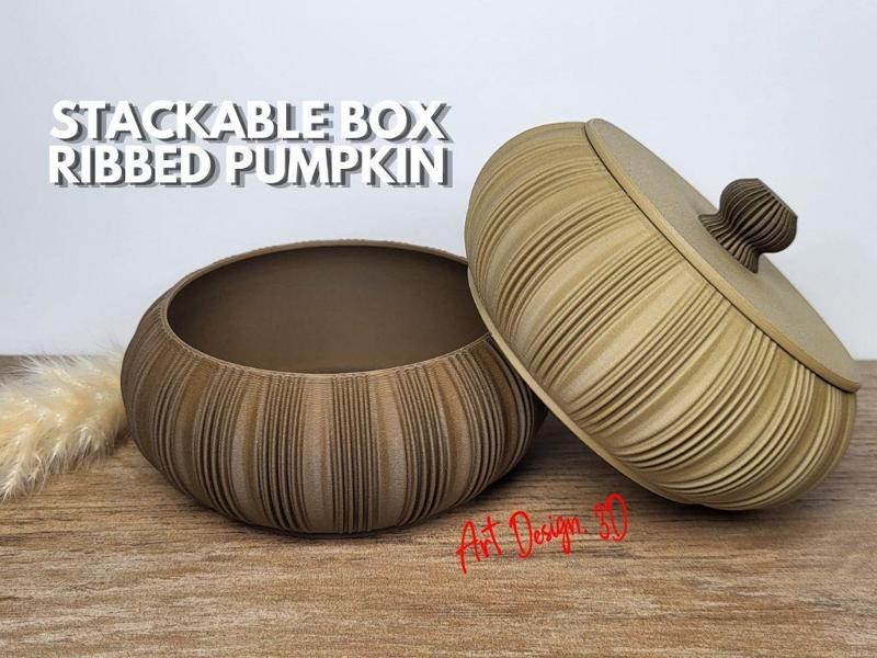 Jewelry Box Stackable Ribbed Pumpkin