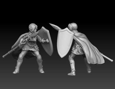female elf scout sheld and spear
