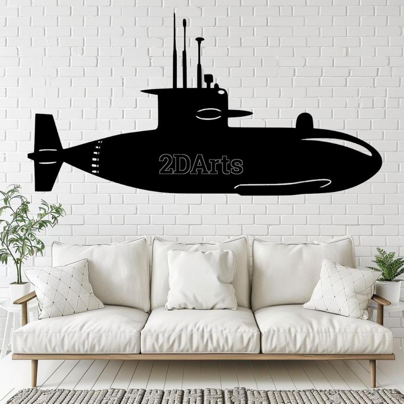 Submarine 2D Wall Art/Window Art - Digital STL & SVG File for 3D Printing or Laser Cutting