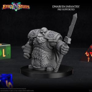 Dwarven Infantry 05 Miniature - pre-supported