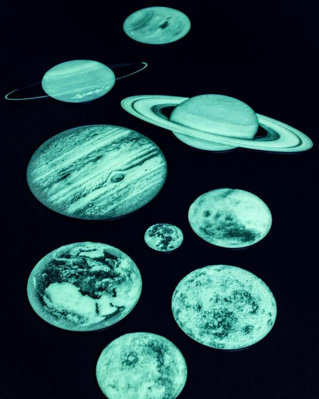 Glowing Solar System // 8 Planets + Moon Glow Filament Decals