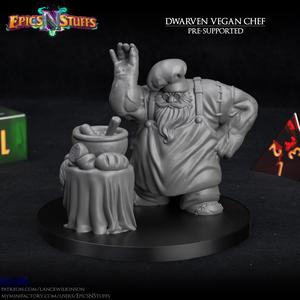 Dwarven Chef Vegan Variant Miniature - pre-supported