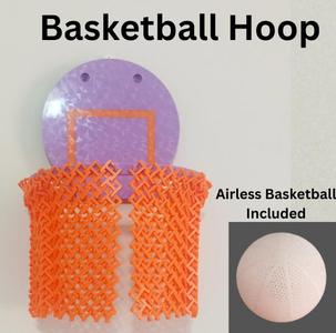 Basketball Hoop with articulated net and airless basketball