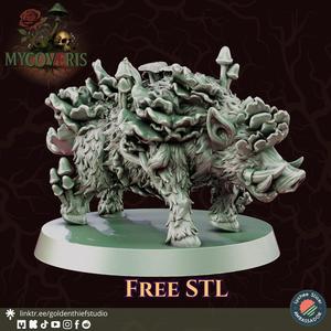 FREE STL | Hruken - The Sporeboar | 3D STL Miniature for Wargames and RPGs