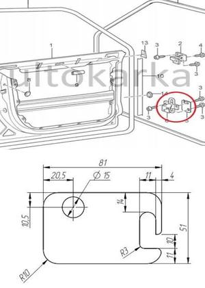 Plates for eliminating door sagging Octavia, Audi, Golf, Jetta, Bora, Passat.