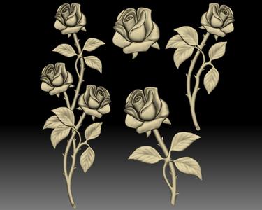 Roses bas-relief for CNC router or 3D printer