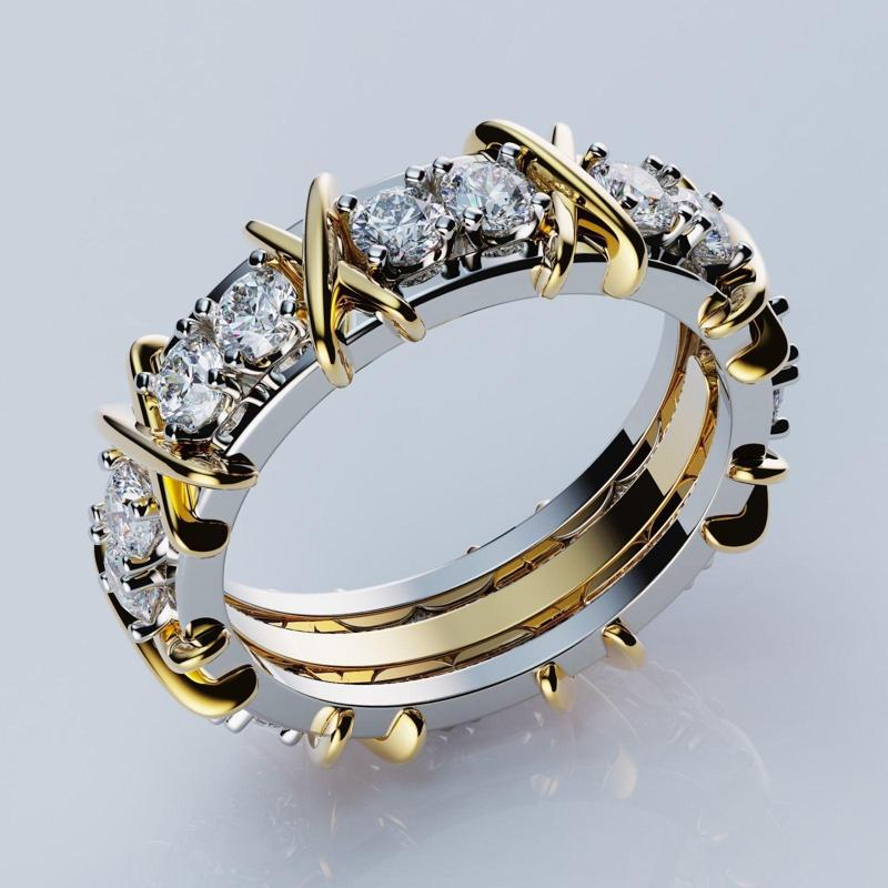 X Style Sixteen Stone Ring