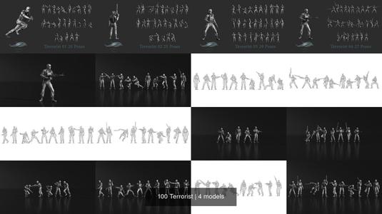100 Terrorist 3D Model Collection