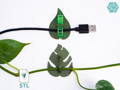 Plant Cable Clips & Ties “LeafLock” | Adjustable Cable Zip STL to 3D print | Leaf Adhesive Wall Clips