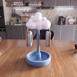 3D Cloudy Headset Stand as Stl File & Personalized Stand, Cloud Decor, Headphone Accessories, Game Room Decor, Gaming Accessories, Cloud Art