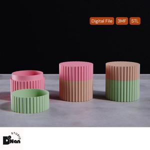 Stria Box Set – STL Files for 3D Printing, Ribbed Storage Containers, Modern Decorative Organizer, Minimalist Home Decor