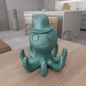 3D Octopus in a Hat Decor with 3D Stl File & Animal Print, Octopus Art, Animal Decor, Octopus Hat, 3D Printing, Animal Gift, Octopus Decor