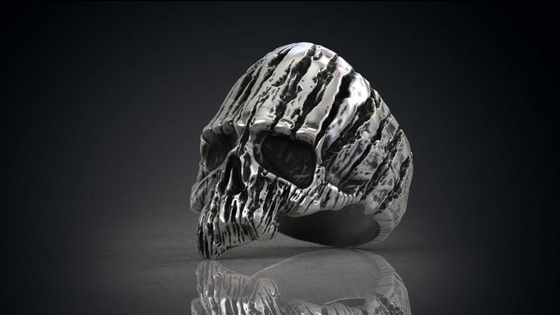 Ring of a wooden skull Skull of Groot STL for 3d printing