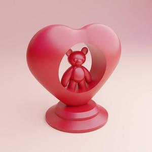 3d printable file stl valentine bear inside a heart idea for gift