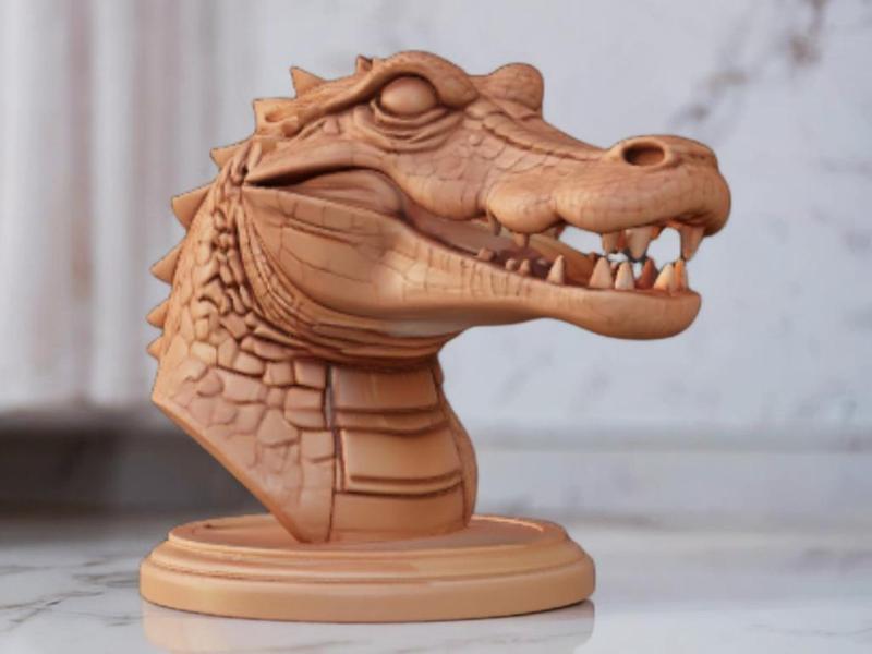 Alligator Statue - Carved style
