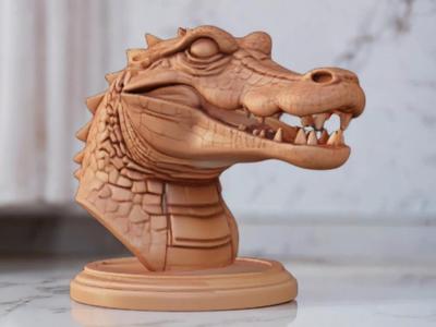 Alligator Statue - Carved style