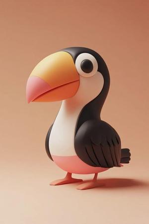 Tuki the Cartoon Toucan Stylized 3D Bird Model