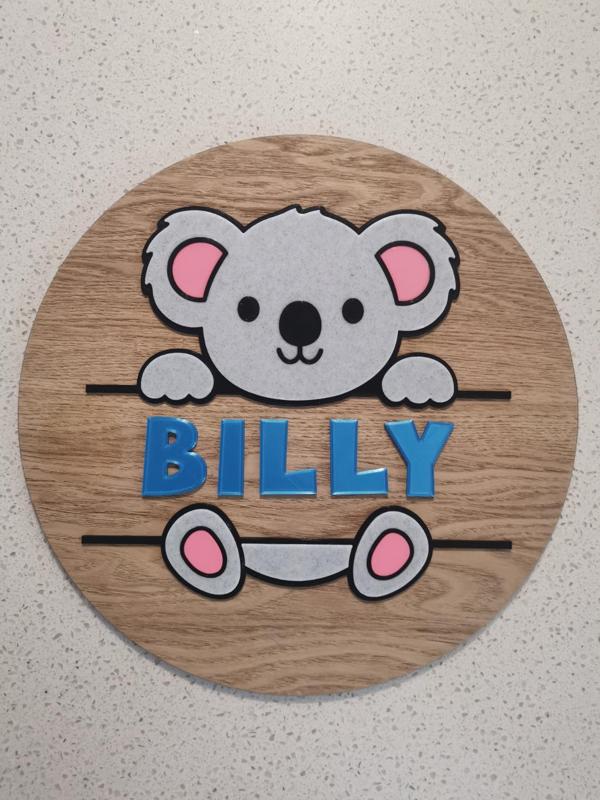 Koala Door Sign - Print with multicolour or Individual Plates