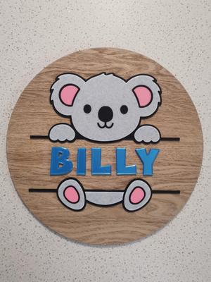 Koala Door Sign - Print with multicolour or Individual Plates
