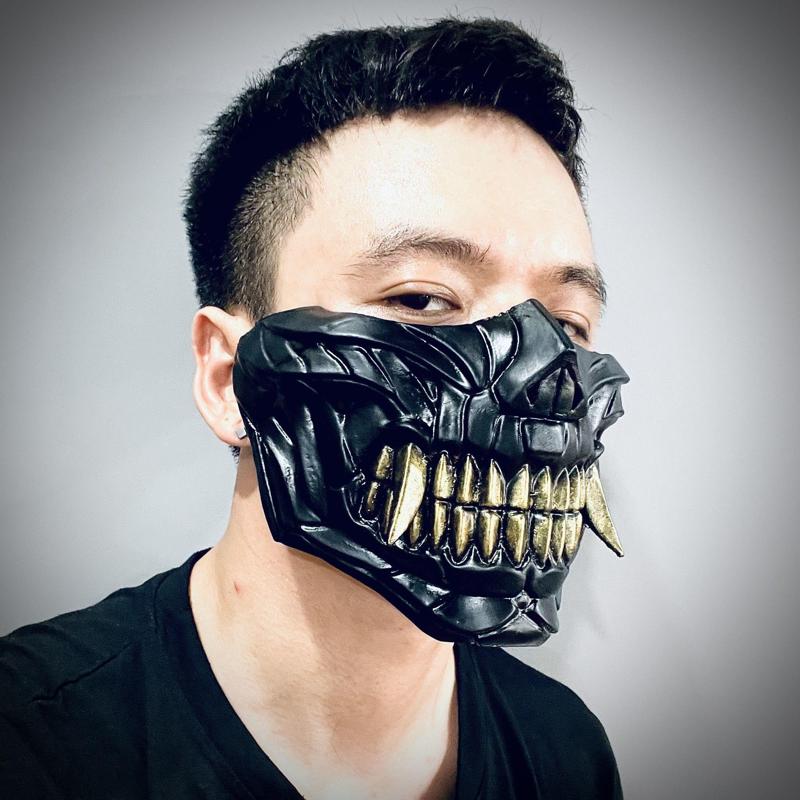 Hannya Cyber Half Mask - Halloween Cosplay