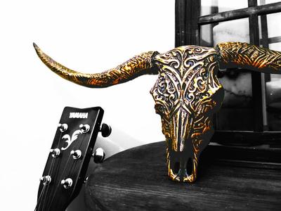 Tribal Longhorn Bull Skull - Mini and Split