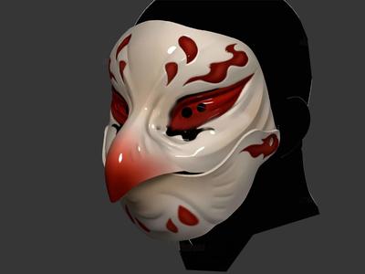 Japanese Kitsune Bird Mask - Samurai Oni Mask - Halloween