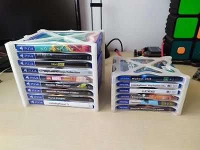 Stackable PS4 and PSVita game shelf   