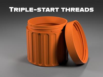 Container with Triple-Start Threaded Lid