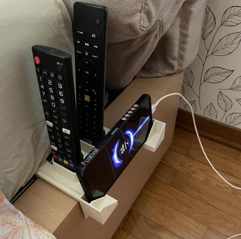 Bedside TV Remote and Smartphone Holder