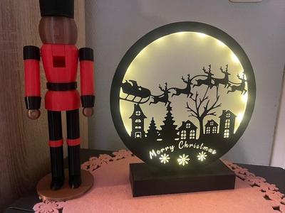 Christmas Snow Globe LED Lamp Sleigh Santa Claus