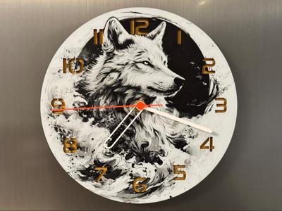wall / desk clock Wolf in Wave