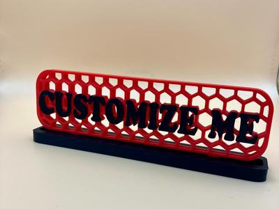 Customizable Nameplate, stand, insert pins