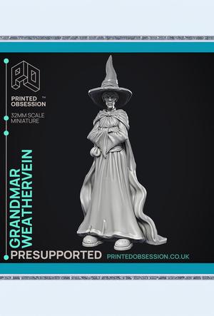 Grandmar Weathervein - Black Witch - PRESUPPORTED - Illustrated and Stats - 32mm scale