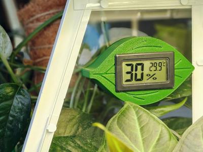 Leaf-shaped hygrometer holder with magnets
