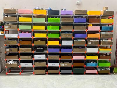 Filament spool organizer shelf storage shelf tidy stackable