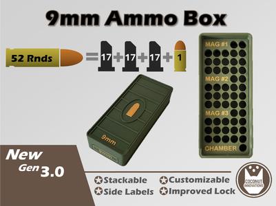 Ammo Box 9mm 52 Round for three 17 Round Mags + 1