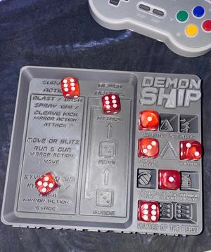 Demon Ship game dashboard and dice rolling tray