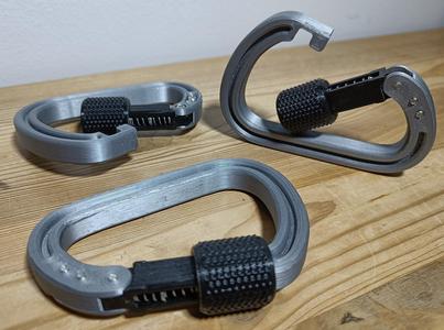 Carabiner with spring loaded secured lock