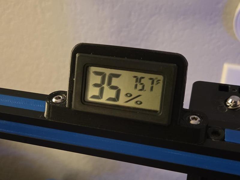 Hygrometer/Thermometer Mount for Ender3 w/Recessed 4mm Screws