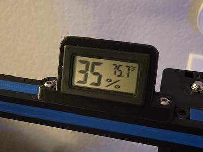 Hygrometer/Thermometer Mount for Ender3 w/Recessed 4mm Screws