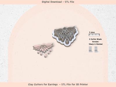 Polymer Clay Cutter STL Set – 5 Sizes, 2 Blade Types | Modern Minimalist Polymer Clay Earring Cutter