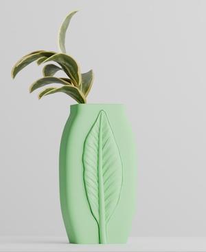 Calma Leaf Vase - Minimalist Botanical Vase with Leaf Relief