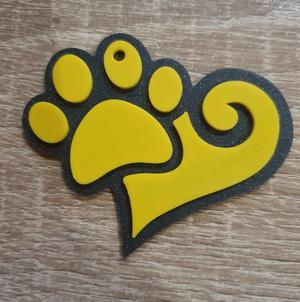 Pawprint Heart Keychain