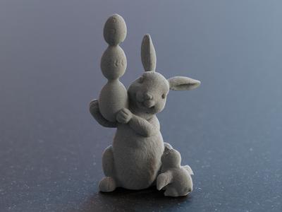 Cute easter Bunny Rabbit with chick flapper and Eggs / Süßer Osterhase mit Kücken und Eiern