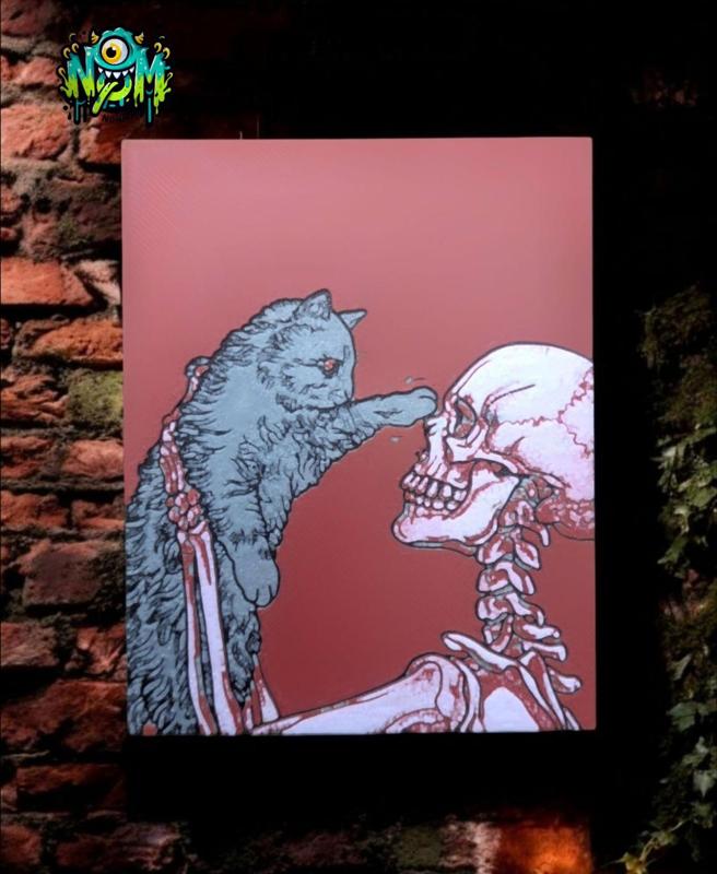 Cat and Skeleton Wall Art
