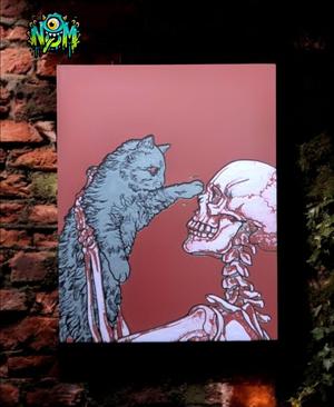 Cat and Skeleton Wall Art